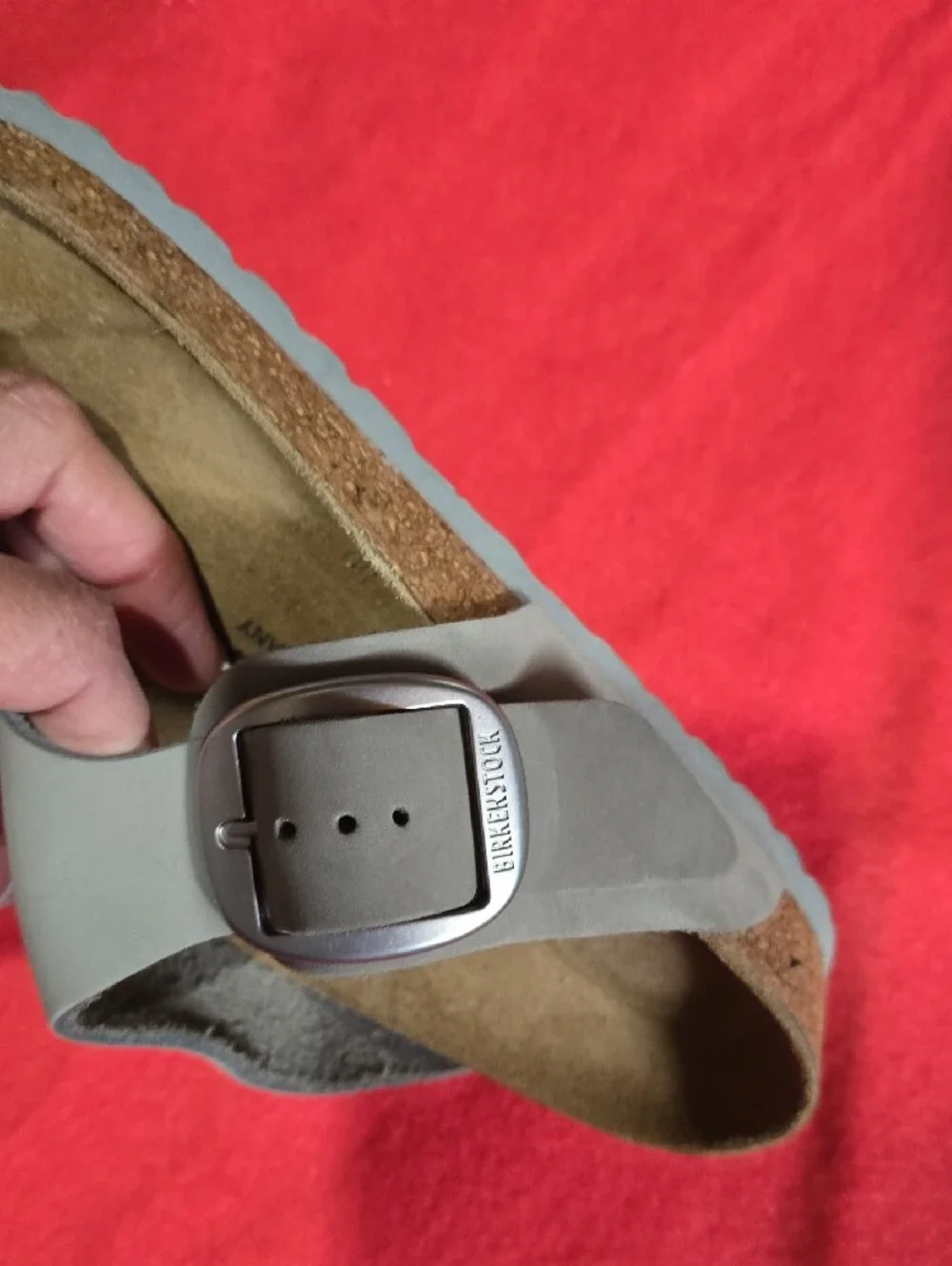 Birkenstock Gray Suede Adjustable Buckle Clog Sandal - Picture 5 of 9
